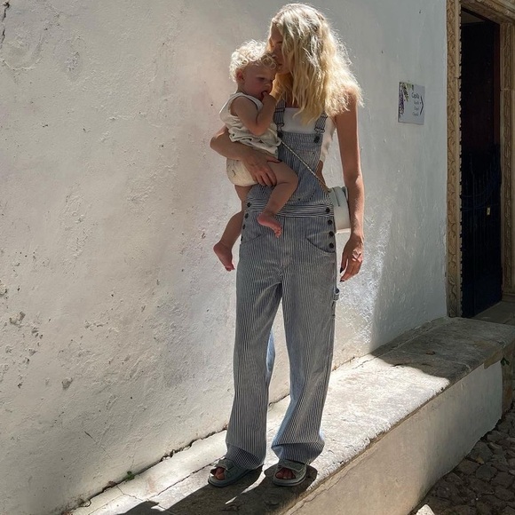 Dickies Hickory Stripe Railroad Overalls denim unisex Medium 34x34 - Picture 4 of 14